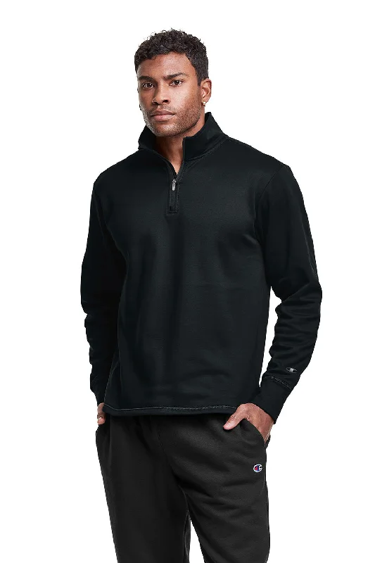 Champion Mens Sport 1/4 Zip Sweatshirt - Black