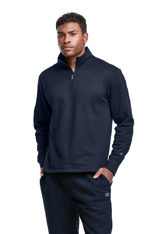 Champion Mens Sport 1/4 Zip Sweatshirt - Navy Blue