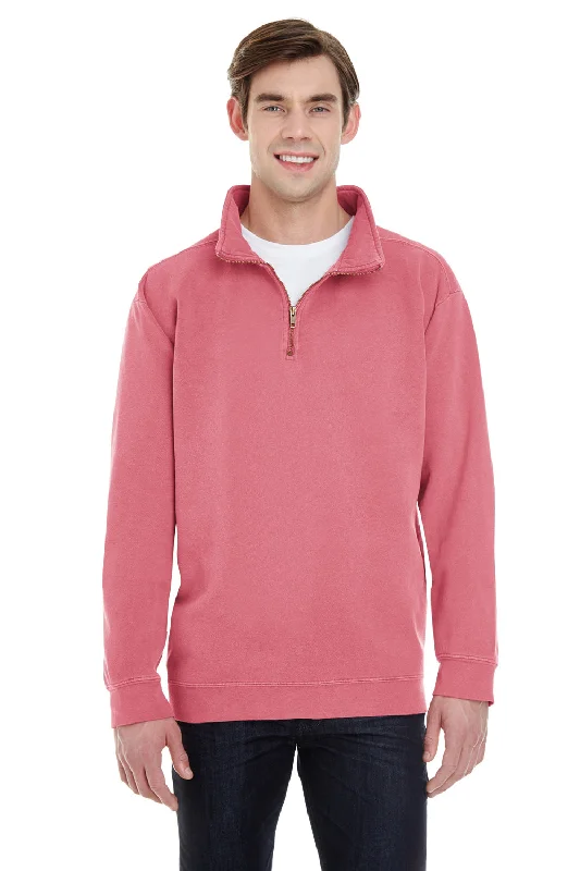 Comfort Colors Mens 1/4 Zip Sweatshirt - Crimson Red