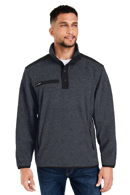 Dri Duck Mens Ranger Melange UPF 50+ Fleece Sweatshirt w/ Pockets - Charcoal Grey