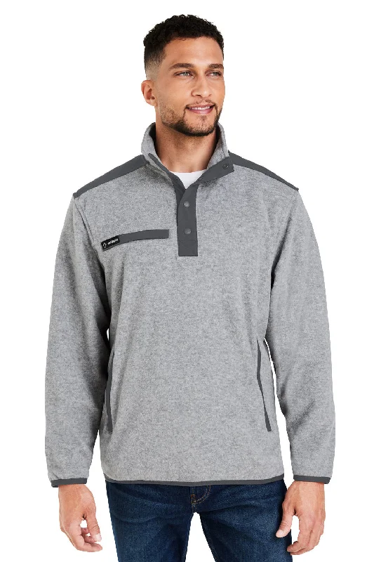 Dri Duck Mens Ranger Melange UPF 50+ Fleece Sweatshirt w/ Pockets - Platinum Grey