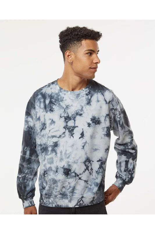 Dyenomite Mens Tie Dyed Crewneck Sweatshirt - Black Crystal