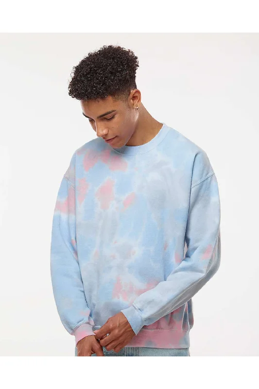 Dyenomite Mens Tie Dyed Crewneck Sweatshirt - Coral Dream