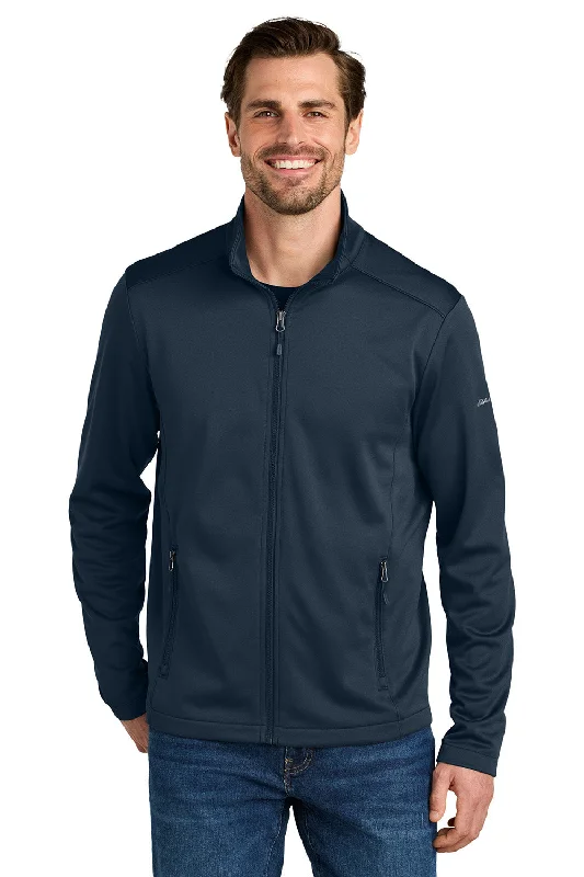 Eddie Bauer Mens Smooth Fleece Full Zip Sweatshirt w/ Pockets - River Navy Blue - New