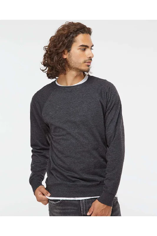 Independent Trading Co. Mens Icon Loopback Terry Crewneck Sweatshirt - Heather Charcoal Grey