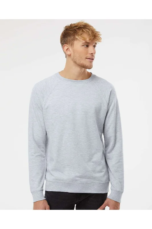 Independent Trading Co. Mens Icon Loopback Terry Crewneck Sweatshirt - Heather Grey