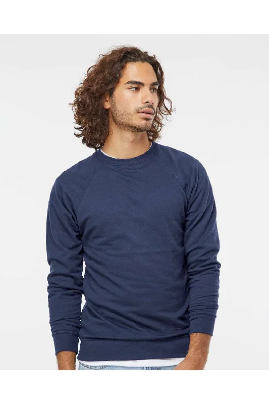 Independent Trading Co. Mens Icon Loopback Terry Crewneck Sweatshirt - Indigo Blue