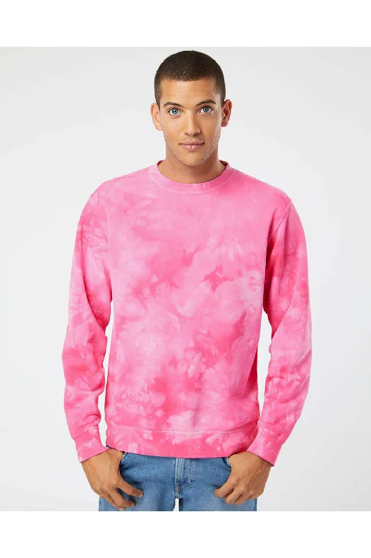 Independent Trading Co. Mens Tie-Dye Crewneck Sweatshirt - Pink