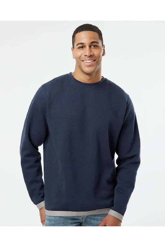 LAT Mens The Statement Fleece Crewneck Sweatshirt - Navy Blue/Titanium Grey