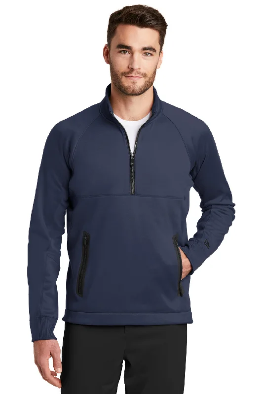 New Era Mens Venue Moisture Wicking Fleece 1/4 Zip Sweatshirt w/ Pockets - Navy Blue