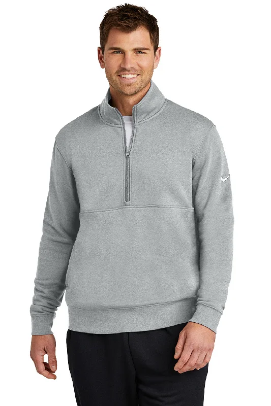 Nike Mens Club Fleece 1/4 Zip Sweatshirt w/ Pockets - Heather Dark Grey