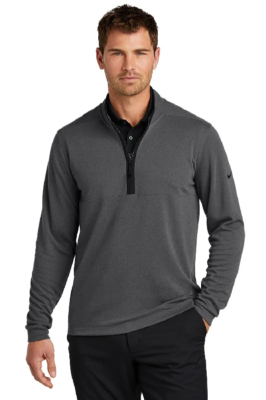 Nike Mens Textured 1/4 Zip Sweatshirt - Dark Grey - New