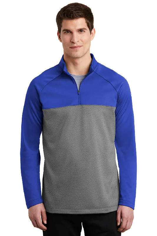 Nike Mens Therma-Fit Moisture Wicking Fleece 1/4 Zip Sweatshirt - Game Royal Blue/Heather Grey