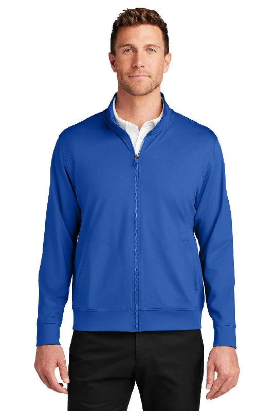 Port Authority Mens C-FREE Double Knit Moisture Wicking Full Zip Sweatshirt w/ Pockets - True Royal Blue - New