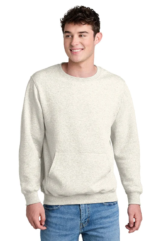 Port & Company Mens Core Fleece Crewneck Sweatshirt w/ Pouch Pocket - Heather Oatmeal - New