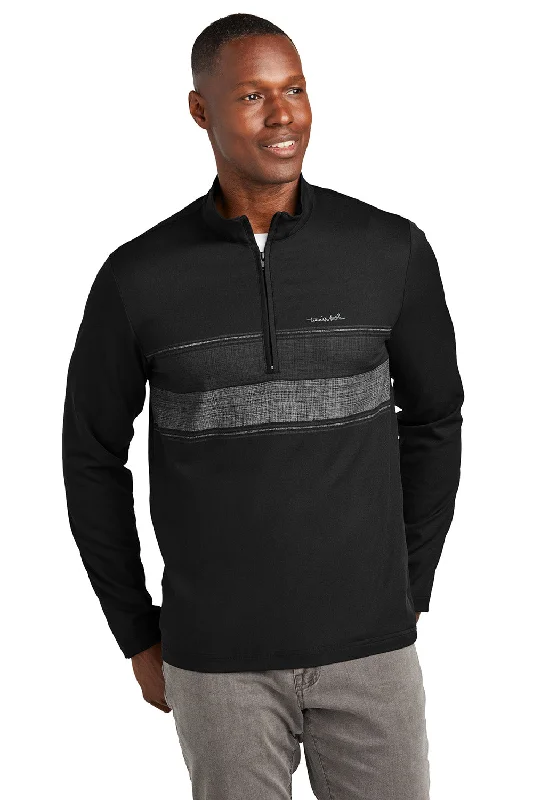 TravisMathew Mens Balboa Chest Stripe 1/4 Zip Sweatshirt w/ Pocket - Black - New